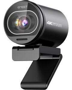 كاميرا ويب EMEET SmartCam S600 فائقة الوضوح بدقة 4K - 3840×2160 بمعدل 30 إطارًا في الثانية، مستشعر سوني 1/2.5 بوصة، تركيز تلقائي PDAF، ميكروفونات مزدوجة مضادة للضوضاء، مجال رؤية 88 درجة، غطاء حماية للخصوصية، منفذ USB-C/USB-A، توصيل وتشغيل