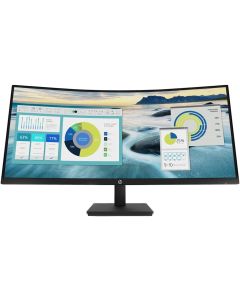 شاشة إتش بي منحنية P34hc مقاس 34 بوصة WQHD شاشة Edge LED LCD 3440 × 1440 معدل تحديث 100 هرتز 5 مللي ثانية وقت استجابة 85% NTSC، ارتفاع قابل للتعديل، منفذ DisplayPort، HDMI وUSB Type-C أسود