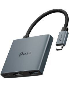 موزع TP-Link UH3020C USB-C 3 في 1 مع منفذ HDMI بدقة 4K بمعدل 60 هرتز، وتوصيل طاقة 100 واط، ومنفذ USB 3.0 (5 جيجابت في الثانية)
