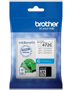 خرطوشة حبر أصلية من Brother LC472C باللون السماوي – تطبع حتى 550 صفحة