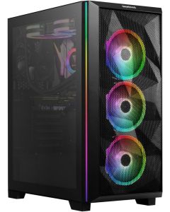 علبة ألعاب GAMDIAS Athena M2 Elite ARGB متوسطة الحجم، مزودة بغطاء أمامي شبكي، و4 مراوح مزودة بتقنية ARGB، ولوحة جانبية من الزجاج المقسى، ونظام تهوية فعال.
