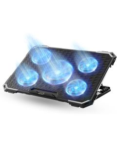 NCTS C517 RGB Gaming Laptop Cooling Pad — 5 Quiet Fans, Multi-Speed, 4-Height Stand, 2 USB Ports (Fits ≤ 17″)
