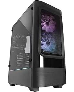 صندوق ألعاب Raidmax EVOL H07 ATX Mid Tower، لوحة جانبية من الزجاج المقسّى، مراوح ARGB متضمنة (H07 أسود)