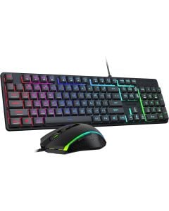 Redragon S107RGB-BA Full-Size RGB Wired Gaming Keyboard + 3200 DPI Wired Optical Mouse Combo – 104-Key Membrane, 25-Key Anti-Ghosting, 6 Lighting Modes