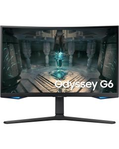 شاشة سامسونج أوديسي G6 مقاس 27 بوصة للألعاب QHD معدل تحديث 2,560 × 1,440، وقت استجابة 240 هرتز، 1 مللي ثانية لاسلكية، منفذ عرض، محور USB، إيثرنت، بلوتوث HDMI أسود