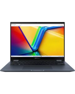 حاسوب محمول ASUS Vivobook S14 Flip 2-in-1 مع معالج AMD Ryzen 5 7430U، ذاكرة وصول عشوائي 8GB، تخزين SSD بسعة 512GB، رسومات AMD Radeon، شاشة لمس 14 بوصة، لوحة مفاتيح إنجليزية عربية، لون أزرق، نظام التشغيل Windows 11