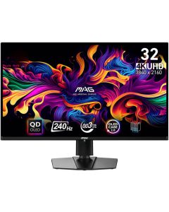 MSI MAG Gaming Monitor 32 inch 321UPX 4K UHD QD-OLED Display 3840 x 2160 240Hz Refresh Rate 0.03ms (GtG) Response Time AdaptiveSync Technology, 1.07b Color Display, Black