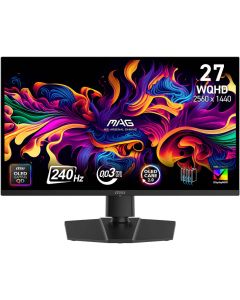 MSI MAG Gaming Monitor 273QP 27 inch WQHD QD-OLED X24 Display 2560 x 1440 240Hz Refresh Rate 0.03ms (GtG) Response Time Adaptive-Sync Technology, 1.07b Color Display 2x HDMI 2.1 Black 