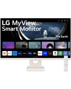 شاشة إل جي الذكية اللاسلكية 27 بوصة 27U511SA-W، شاشة IPS عالية الدقة بالكامل، 1920 × 1080، معدل تحديث 100 هرتز، وقت استجابة 5 مللي ثانية، HDR 10، توفير ذكي للطاقة، حماية من الوميض، وضع القارئ، واي فاي، بلوتوث، أبيض