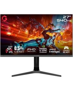 شاشة ألعاب GAMEON Titan Pro X Series مقاس 27 بوصة FHD IPS بدقة 1920 × 1080 ومعدل تحديث 540 هرتز ووقت استجابة 0.5 مللي ثانية ومنافذ HDMI 2.1 وDP 1.4، لون أسود