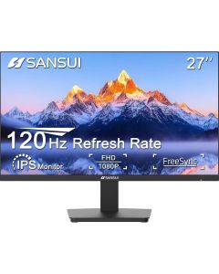 SANSUI Monitor 27 inch FHD IPS Display 1920 x 1080 120Hz Refresh Rate 5ms (OD) Response Time AMD FreeSync Technology, Black