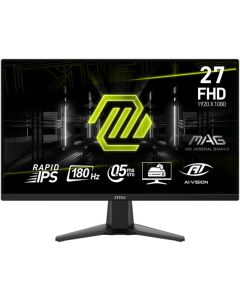 شاشة ألعاب إم إس آيMAG 275F مقاس 27 بوصة FHD Rapid IPS Display 1920 × 1080 معدل تحديث 180 هرتز 0.5 مللي ثانية (GtG) وقت استجابة تقنية المزامنة التكيفية، دعم ألوان 1.07b، مضاد للوميض، لون أسود