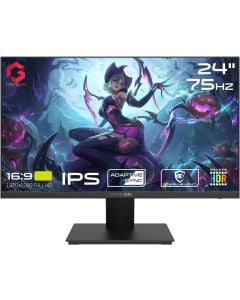شاشة ألعاب جيم أون Basic Series FHD IPS 1920 x 1080 بمعدل تحديث 75 هرتز ووقت استجابة 4 مللي ثانية وإضاءة حافة LED وحامل ثابت وHDR وضوء أزرق منخفض، لون أسود