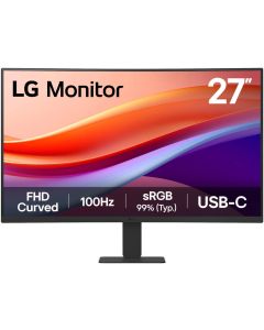 LG Curved Monitor 27 inch 27U421A FHD VA Display 1920 x 1080 100Hz Refresh Rate 5ms Response Time 1500R Curvature, Flicker Safe, Black