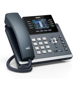 هاتف Yealink SIP-T44W بنظام Wi-Fi – يدعم 12 خطاً، شاشة ملونة مقاس 2.8 بوصة، منفذا إيثرنت غيغابت، PoE (بدون محول طاقة)
