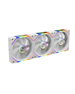 GAMDIAS AEOLUS P2-1203 WH 3-Pack 120mm ARGB PWM Case Fans, 30mm Thick Frames, 1,000–2,400 RPM, 75 CFM Airflow, Dual Infinity Mirror ARGB, Cable-less Daisy-Chain, PWM Control, White