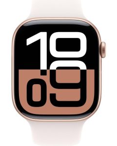 Apple Watch Series 10  42mm GPS + Cellular Always‑On Retina LTPO3 Display Jet Black Aluminum Case with Black Sport Band -Rose Gold