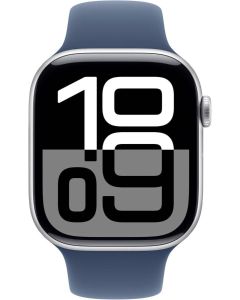 Apple Watch Series 10  42mm GPS + Cellular Always‑On Retina LTPO3 Display Jet Black Aluminum Case with Black Sport Band -Silver