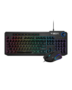 GAMDIAS ARES P2 Lite 2-IN-1 Combo Wired Keyboard & Mouse, RGB Membrane Keyboard, 19-Key Rollover, Volume Dial, 3600 DPI Ergonomic Gaming Mouse, Plug & Play, Black