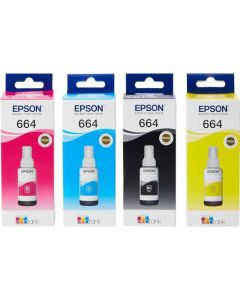 Epson T6641 EcoTank Ink Bottle – Full set (Black,Cyan,Magenta,Yellow)  70ml, Printer Refill