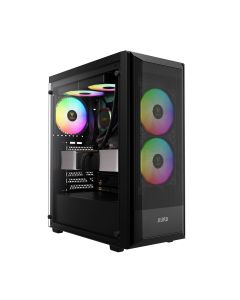 علبة ألعاب GAMDIAS Aura GC6 Elite ARGB متوسطة الحجم، مزودة بلوحين زجاجي مقاومين للحرارة، ونظام تهوية متطور، ومروحات متعددة بتقنية ARGB، بالإضافة إلى إمكانية تركيب نظام تبريد سائل.