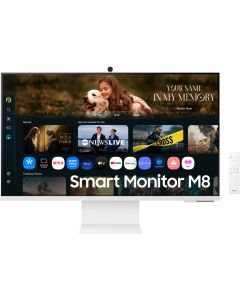 SAMSUNG Vision AI Smart Monitor 32 inch M8 M80F 4K VA Display 3840 x 2160 60Hz Refresh Rate 4ms Response Time Tizen OS, Adaptive Picture, Game Bar 2.0, White
