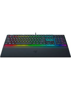 لوحة مفاتيح الألعاب Razer Ornata V3 ذات المظهر المنخفض Mecha-Membrane، 10 مناطق إضاءة RGB، أغطية مفاتيح مطلية بالأشعة فوق البنفسجية، مسند معصم، تخطيط أمريكي، أسود