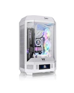 هيكل كمبيوتر Thermaltake The Tower 300 Snow Micro Tower مزود بمروحتين CT مقاس 140 مم ودعم مبرد يصل إلى 420 مم