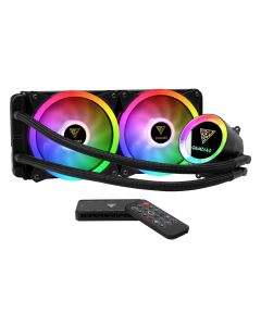 مبرد وحدة المعالجة المركزية السائل GAMDIAS CHIONE M2-240R ARGB 240 مم الكل في واحد، مروحتان RGB 120 مم، مضخة بلمسة نهائية عاكسة، أنبوب تفلون، جهاز تحكم عن بعد، صندوق AEOLUS II، أسود