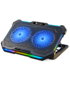 NCTS C217 RGB Dual-Fan Laptop Cooling Pad – 2 × 125mm Fans, 8-Height Ergonomic Stand, 10 RGB Modes, 2 USB Ports (for ≤ 17″)