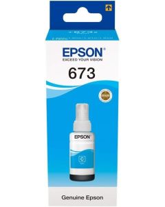 Epson 673 Cyan Original Ink Bottle for EcoTank Printers L1800, L800, L805, L810, L850 | T6732