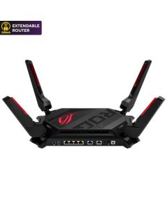 راوتر الألعاب ROG Rapture GT-AX6000 واي فاي 6 مزدوج النطاق (802.11ax)، منافذ 2.5G مزدوجة، أجهزة معززة، تجميع WAN، دمج VPN، تسريع الألعاب بثلاثة مستويات، أمان الشبكة المجاني، ودعم AiMesh.
