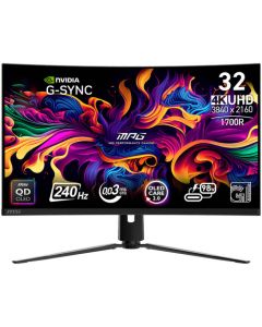 MSI MPG Curved Gaming Monitor 32 inch 321CURX 4K UHD QD-OLED Display 3840 x 2160 240Hz Refresh Rate 0.03ms (GtG) Response Time G-Sync Compatible, 1.07b Color Support, Black 