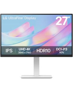 شاشة إل جي UltraFine مقاس 27 بوصة 27US550-W 4K UHD IPS Display 3840 × 2160 معدل تحديث 60 هرتز وقت استجابة 5 مللي ثانية مزامنة الحركة الديناميكية، أبيض