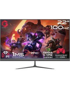 شاشة ألعاب غاميون مقاس 22 بوصة GOES22FHD100IPS FHD IPS بدقة 1920 × 1080 ومعدل تحديث 100 هرتز ووقت استجابة 1 مللي ثانية وتقنية FreeSync/Adaptive-Sync، تدعم Xbox Series X|S وPS5، لون أسود