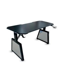 طاولة ألعاب G-MAX GMT-LS119 - مكتب بإضاءة RGB مقاس 1400 × 600 مم مع إطار معدني - أسود