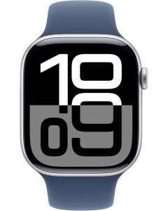 Apple Watch Series 10 42mm GPS Always‑On Retina LTPO3 Display Silver Aluminum Case with Denim Sport Band
