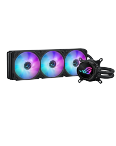 تبريد سائل لوحدة المعالجة المركزية ASUS ROG STRIX LC III 360 ARGB 3 مراوح ROG Strix AF-12S aRGB مقاس 120 مم تدور 360 درجة مع شعار ROG ومبرد مقاس 360 مم - أسود