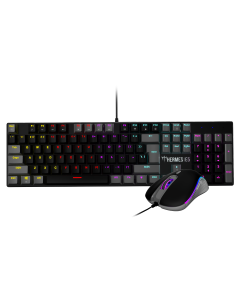 GAMDIAS HERMES E5 2-In-1 Combo Wired Membrane Keyboard & Mouse, Full-Size RGB Backlit Keyboardm GAMDIAS Certified Membrane Switches, 25-Key Rollover, Ergonomic 3600 DPI Gaming Mouse, Black and Gray
