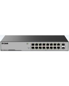 D-Link DGS‑F1016P مفتاح جيجابت غير مُدار مزود بـ 16 منفذًا (بميزانية 250 وات) + 2 SFP