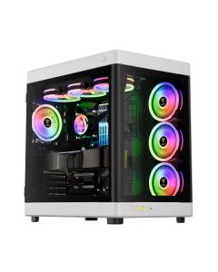 GAMDIAS NESO P1 Black/White Full Tower Gaming Case – Tempered Glass Panels, ARGB Fans, High Airflow, ATX/Micro ATX Support, Advanced Cable Management