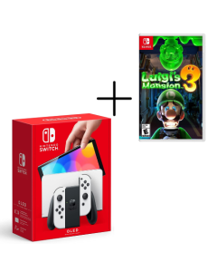 Nintendo Switch OLED Console Black & White Joy Con + Luigi's Mansion 3