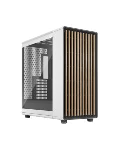 صندوق حاسوب متوسط الحجم Fractal North XL بلون أبيض طباشيري مع نافذة جانبية وزجاج شفاف خفيف