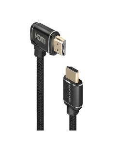 كابل بروميت برولينك 4K1-300 HDMI بزاوية قائمة، 3 أمتار، 4K، 60 هرتز - مضفر شبكيًا، مطلي بذهب عيار 24 قيراطًا، عرض نطاق ترددي 18 جيجابت في الثانية، محمي بثلاث طبقات، يدعم إيثرنت وتقنية 3D - أسود
