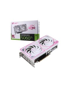 بطاقة رسومات iGame GeForce RTX 5060 Ti Ultra W DUO OC ملونة بسعة 8 جيجابايت - باللونين الأبيض والوردي، وميزة فتح الOC بمفتاح واحد، وتبريد بمروحة حلقية، وDLSS 4، ومخرجات DisplayPort 2.1 بدقة 8K، وصغيرة الحجم