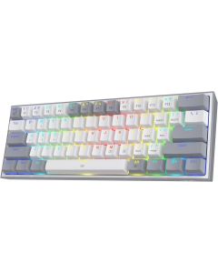 Redragon K617 FIZZ 60% Wired RGB Gaming Keyboard, 61 Keys Compact Mechanical Keyboard w/ White & Grey Mixed-Colored Keycaps, Linear Red Switch, Pro Driver Support