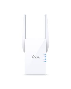 جهاز توسيع نطاق الواي فاي TP-Link RE505X AX1500، يدعم Wi-Fi 6، مزدوج النطاق، بسرعة تصل إلى 1500 ميجابت في الثانية، مزود بوضع السرعة العالية، ووضع نقطة الوصول، ويعمل مع أي راوتر واي فاي، باللون الأبيض.