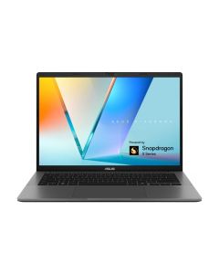 حاسوب محمول Asus Vivobook S14 S3407QA-KP014W بمعالج Snapdragon X X1 26 100، ذاكرة RAM بسعة 16 جيجابايت، تخزين SSD بسعة 1 تيرابايت، بطاقة رسومات Qualcomm Adreno، شاشة 14 بوصة WQXGA، لوحة مفاتيح إنجليزية/عربية، اللون: رمادي غير لامع، نظام التشغيل: ويندوز 11