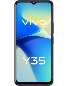 هاتف ذكي Vivo Y35 ثنائي الشريحة بذاكرة وصول عشوائي (RAM) سعة 8 جيجابايت وذاكرة تخزين 128 جيجابايت ويدعم تقنية 4G - إصدار عالمي - أسود عقيقي