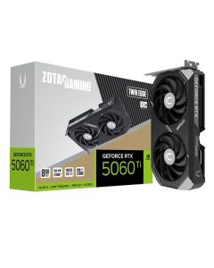 بطاقة رسومات ZOTAC GAMING GeForce RTX 5060 Ti OC 8GB GDDR7 - 4,608 نواة CUDA، وتردد 2,602 ميجاهرتز، ومنفذ PCIe5.0، ومروحتان 90 مم، وتصميم صغير الحجم 220 مم، ومنفذ HDMI2.1 و3×DP2.1
